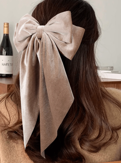 Beige Velvet Bow