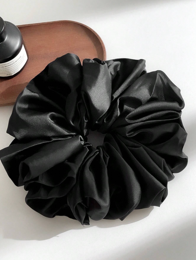 Black Jumbo Satin Scrunchie
