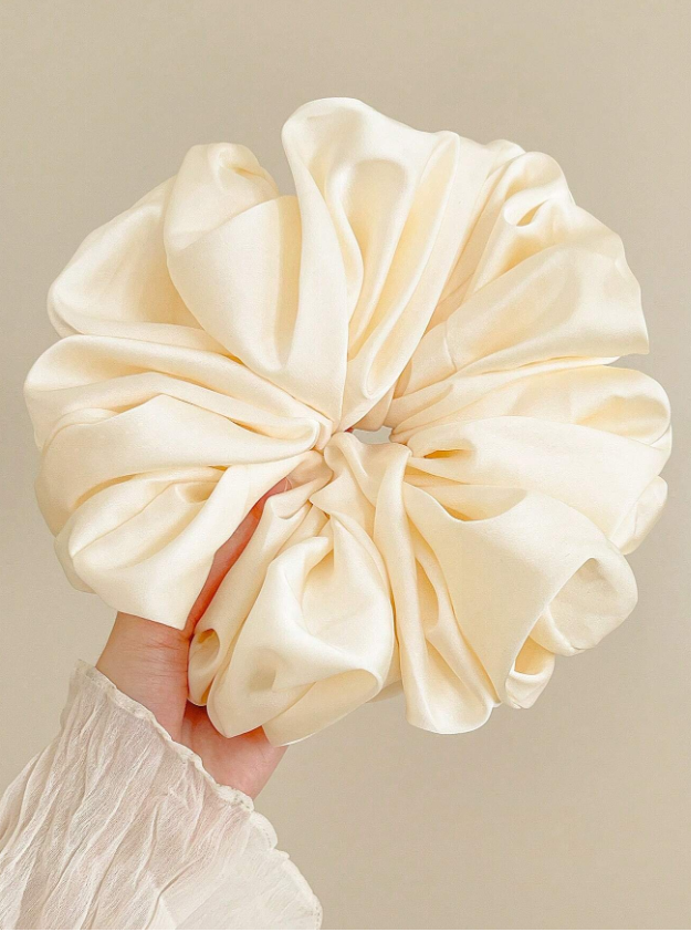 Cream Jumbo Satin Scrunchies
