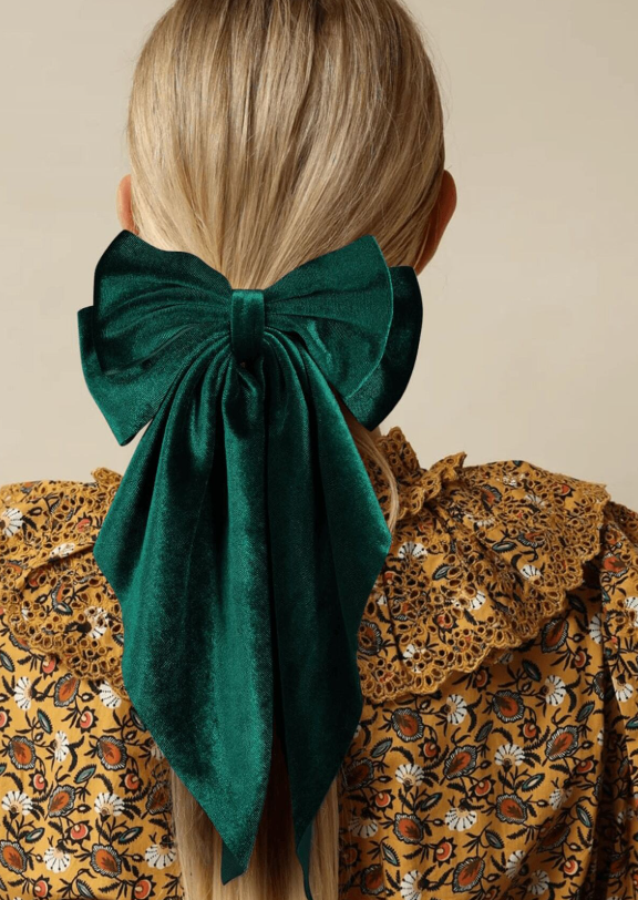 Green Velvet Bow