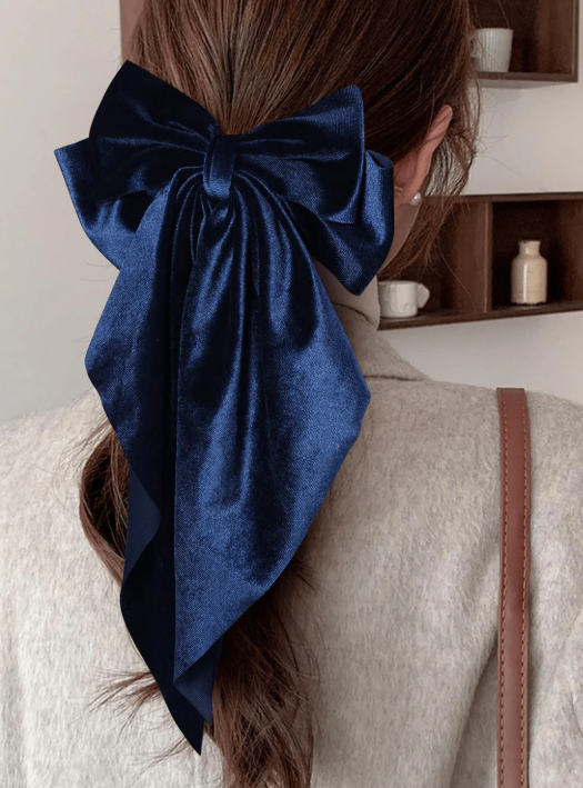 Navy Velvet Bow