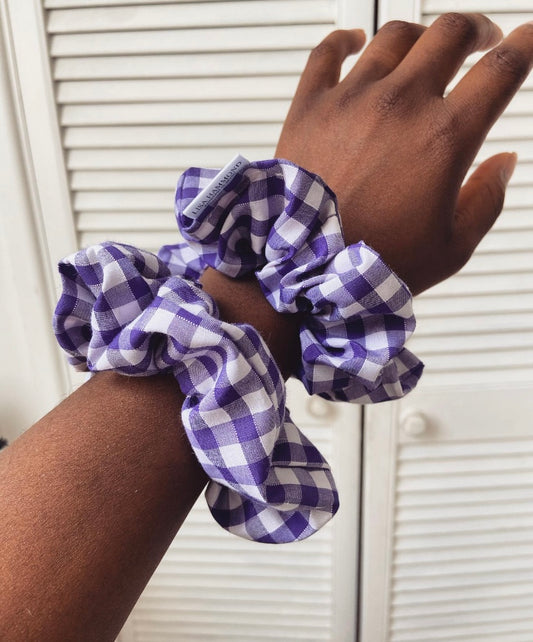 Summer Purple Gingham Scrunchie