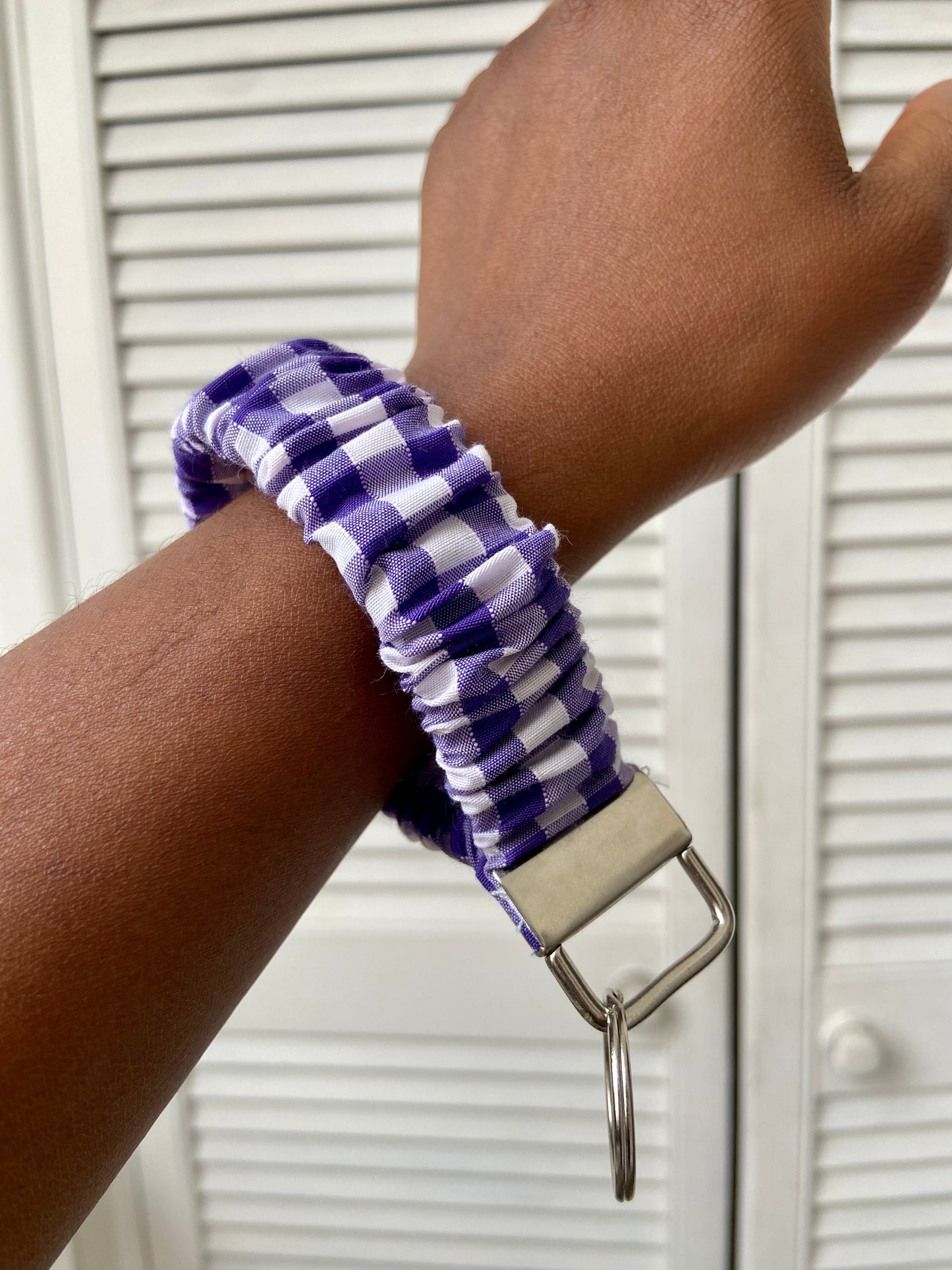 Summer Purple Gingham Scrunchie