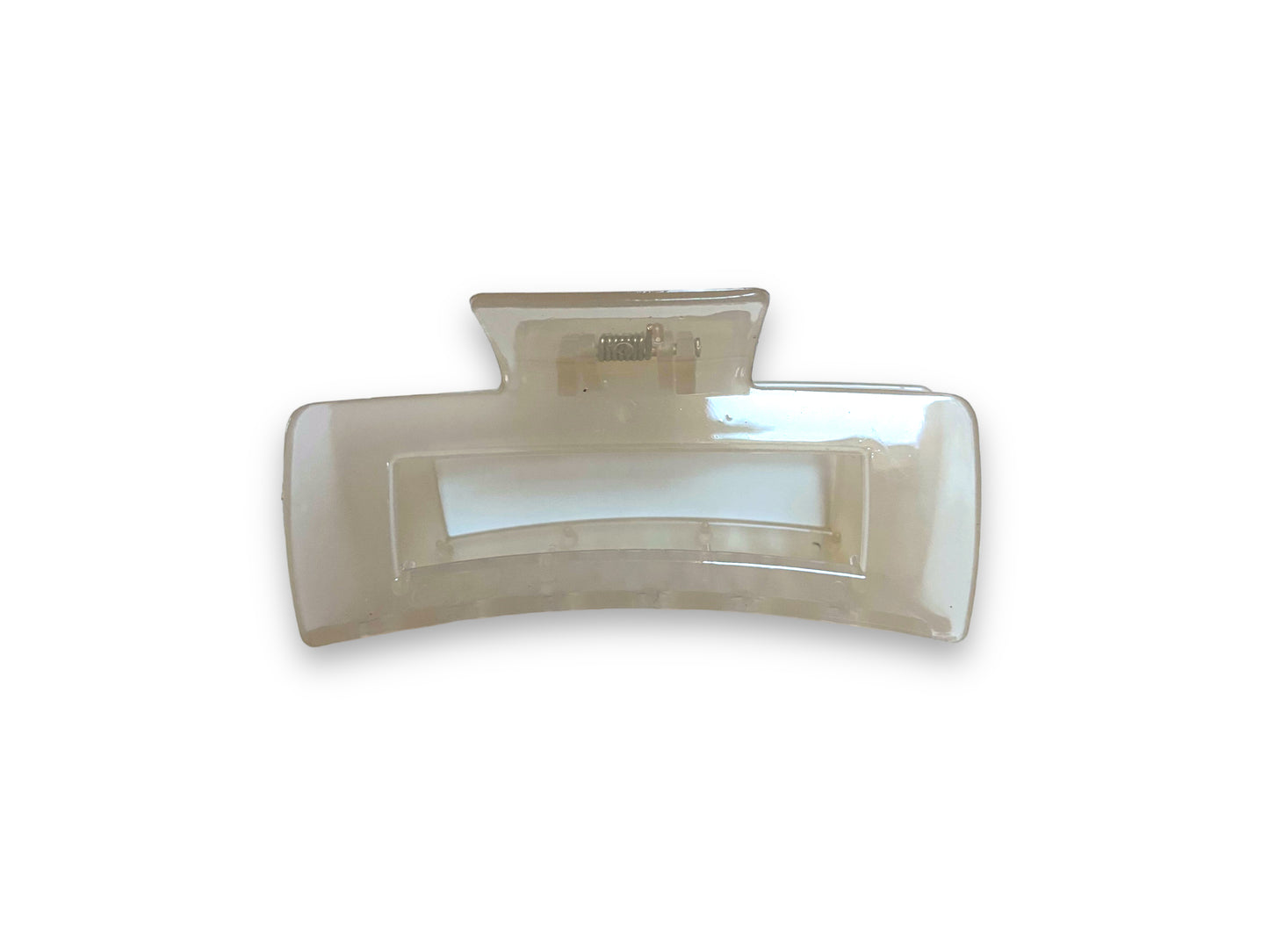 Cream Clear Rectangular Large Claw Clip