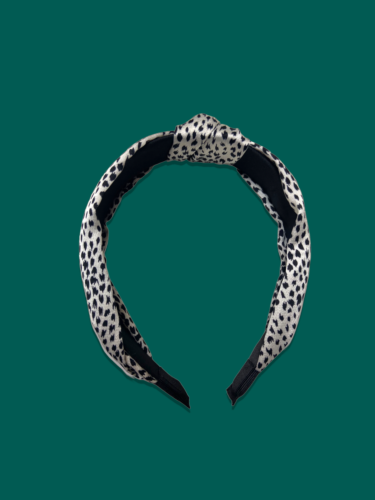 White polka dot satin tie front headband