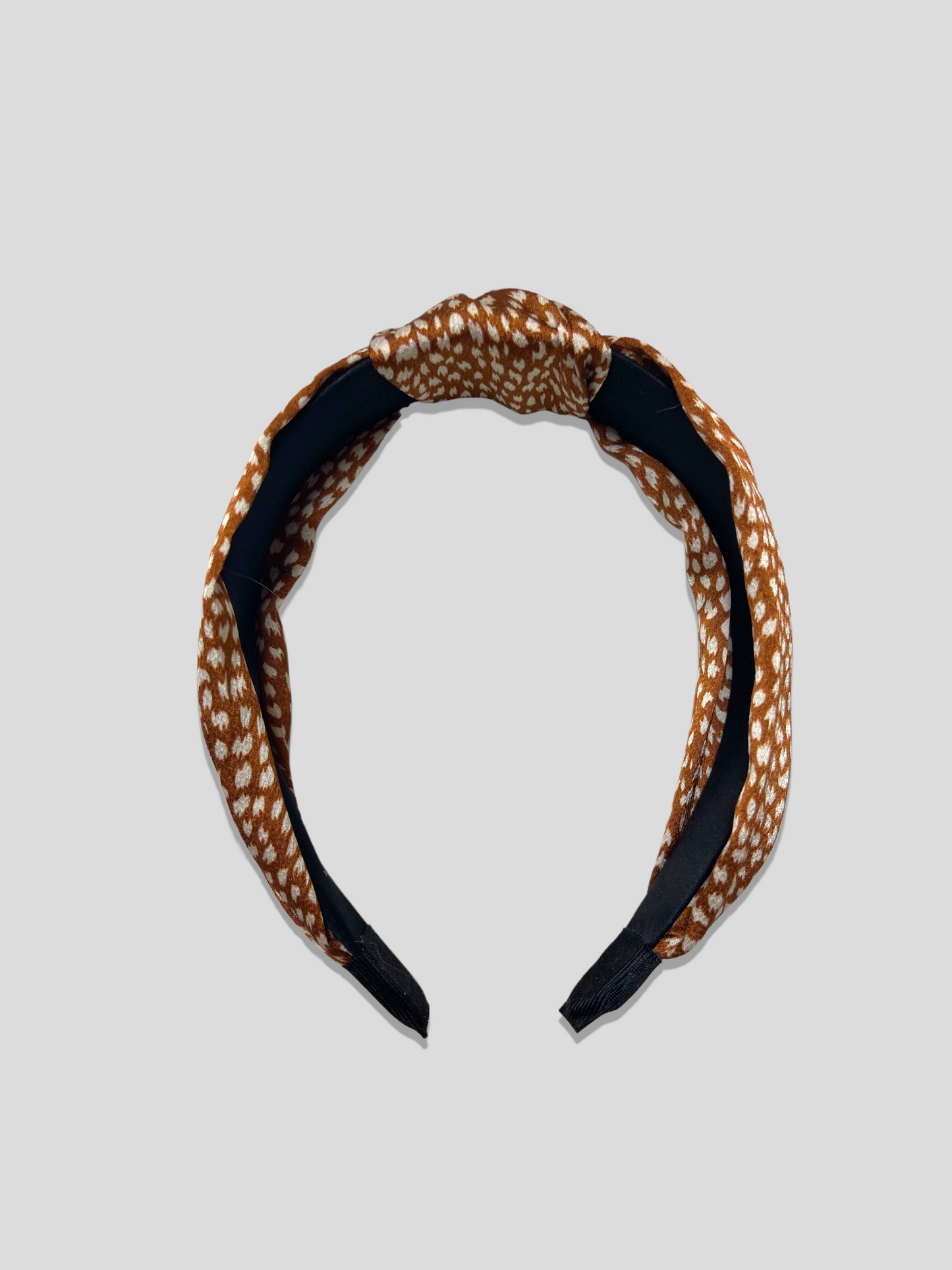 Brown polka dot tie front head band