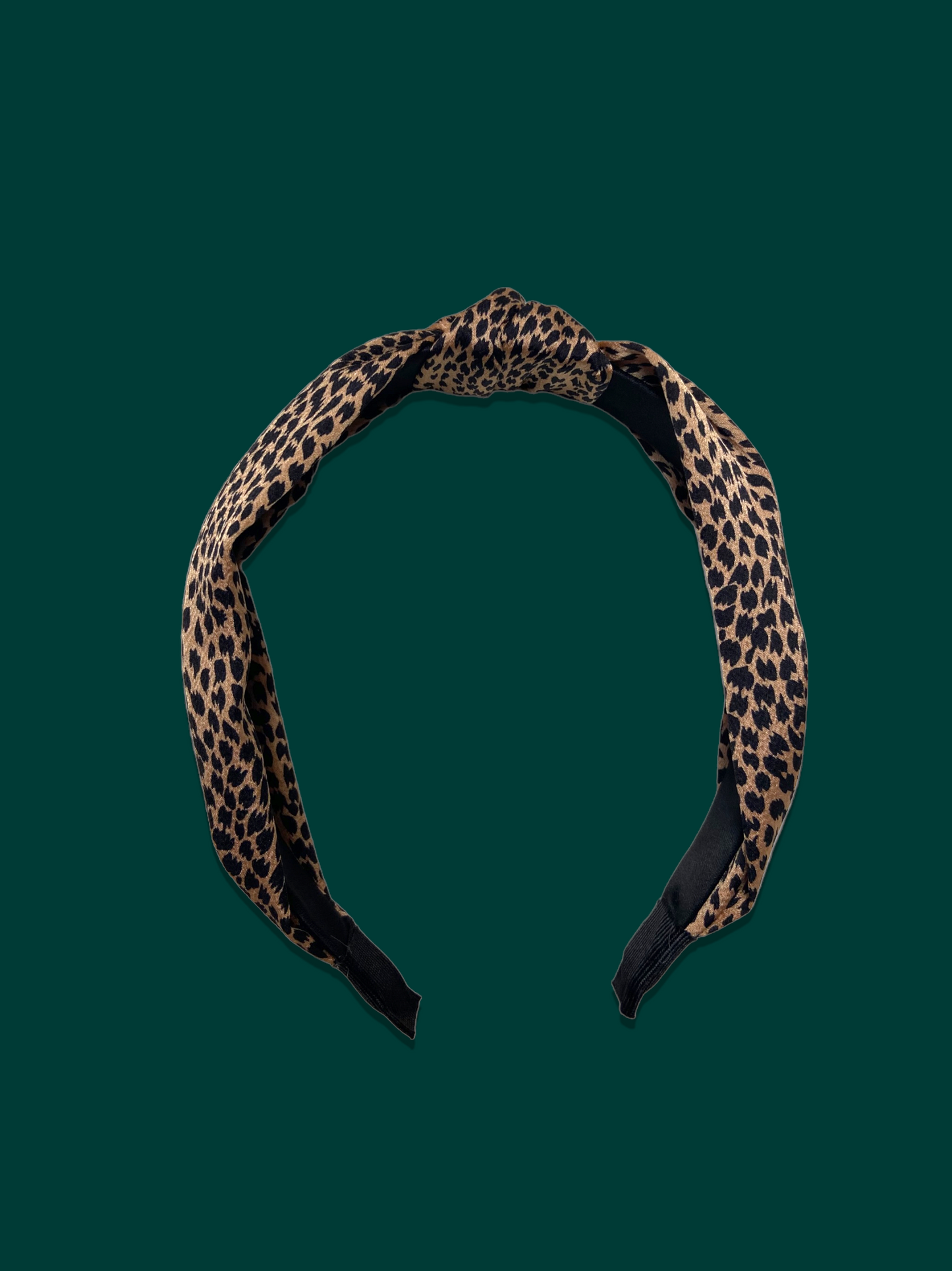 Leopard print satin tie front headband